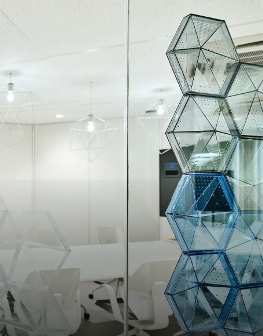 akustična steklena pregrada block šestkotni vzorec